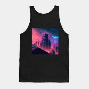 Yellow Haze - Cyberpunk Cityscape Skyline Tank Top